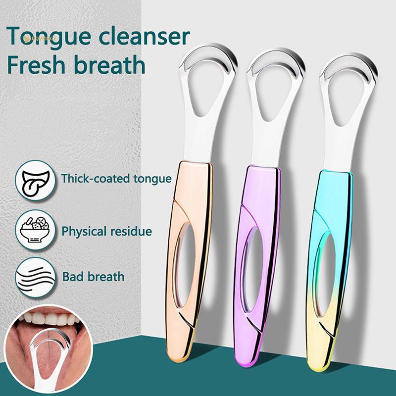 MUQV Máy cạo lưỡi bằng thép không gỉ ba màu Máy làm sạch hơi thở tươi Làm sạch lưỡi tráng Bàn chải đánh răng Dụng cụ chăm sóc vệ sinh răng miệng VN