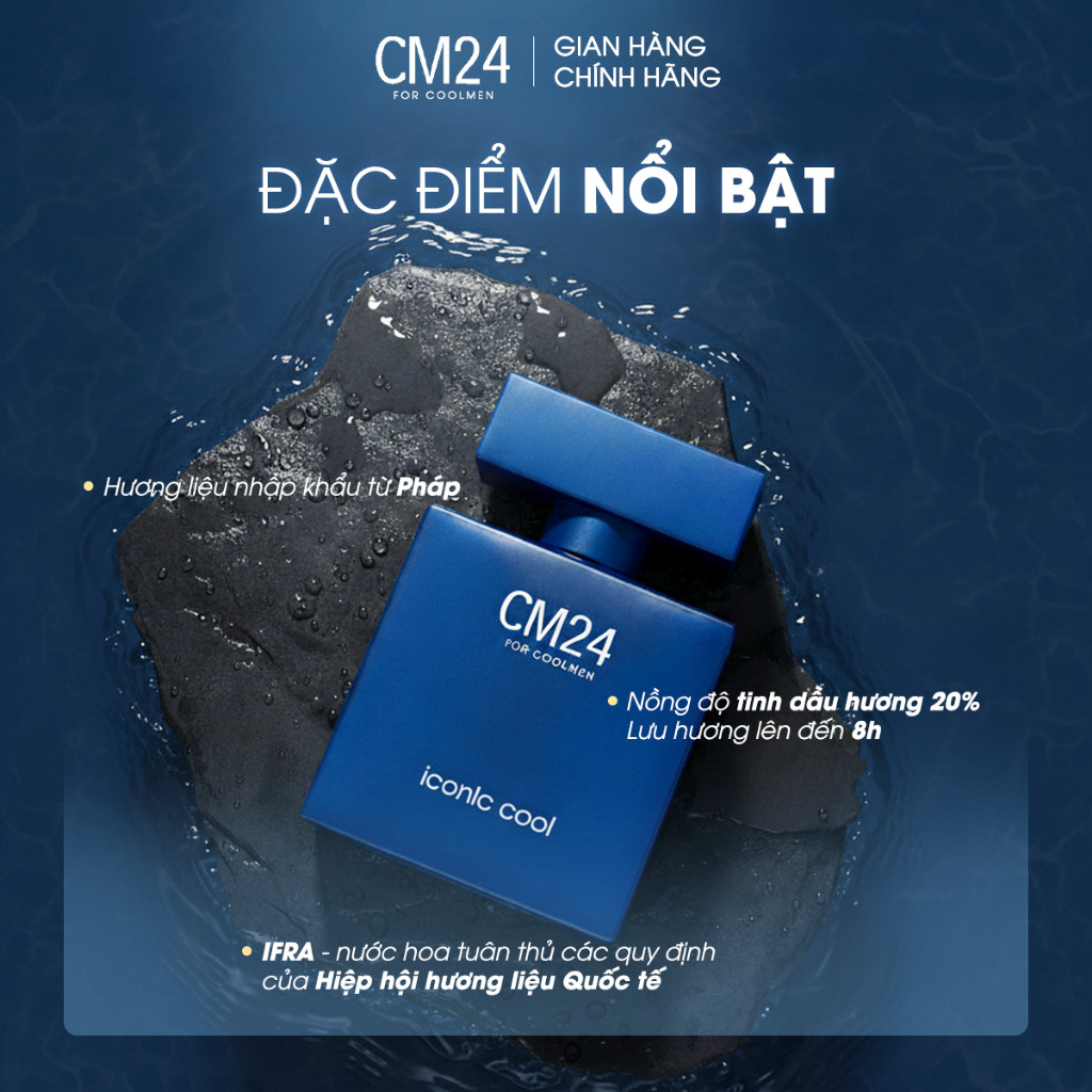 Nước Hoa Nam CM24 FOR COOLMEN ICONIC COOL Hương Tươi Mát, Trẻ Trung, Lưu Hương 8H  50ml