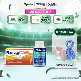 Bộ 1 Thực Phẩm Bảo Vệ Sức Khỏe Pharmaton Vitality Dạng Vỉ Hộp 50 Viên + Ostelin Bổ Sung Calcium & Vitamin D3 30 viên