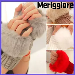 MERIGGIARE Cặp Đôi Găng Tay Không Ngón Ngoài Trời Dệt Kim Mùa Đông Thu Ngón Tay Lộn
