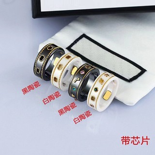 Gujia Little Bee Planet Nhẫn gốm Hợp thời trang Cặp đôi độc đáo Nhẫn gốm trắng đen Nhẫn vàng hồng 18K