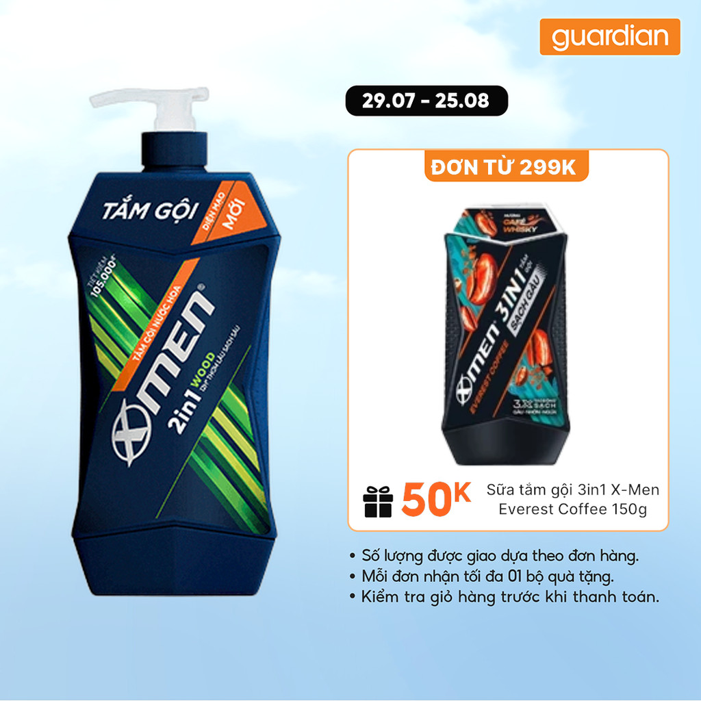 Tắm Gội Nước Hoa X-Men Wood 2In1 Thơm Lâu Sạch Sâu 650G