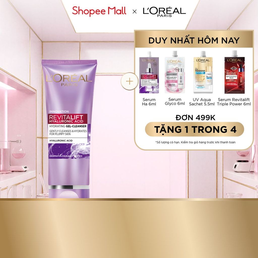 Sữa rửa mặt Loreal Revitalift Hyaluronic Acid cấp ẩm và căng mịn da (Tuýt 100ml)
