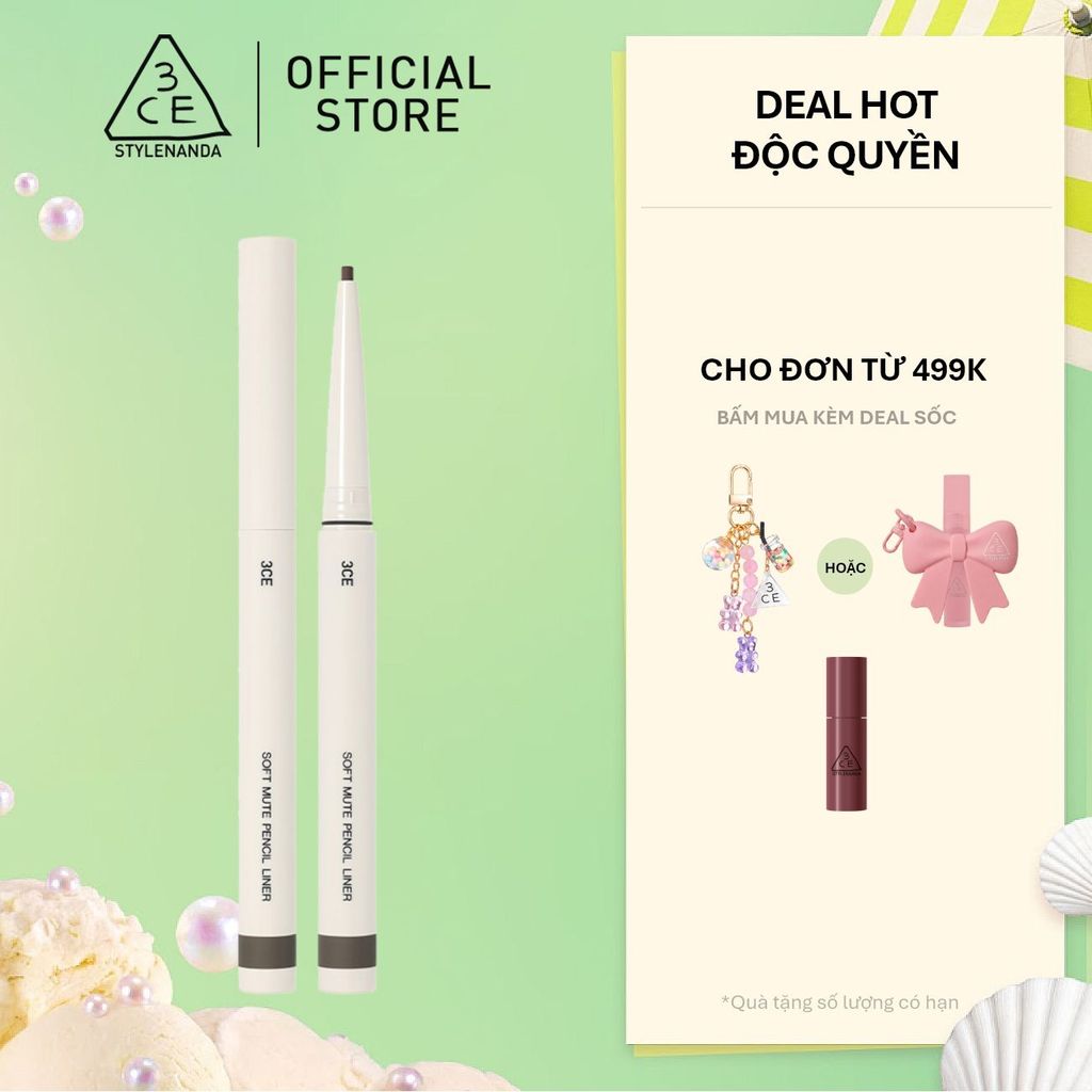 Bút chì kẻ mắt 3CE mềm mại Soft Mute Pencil Liner