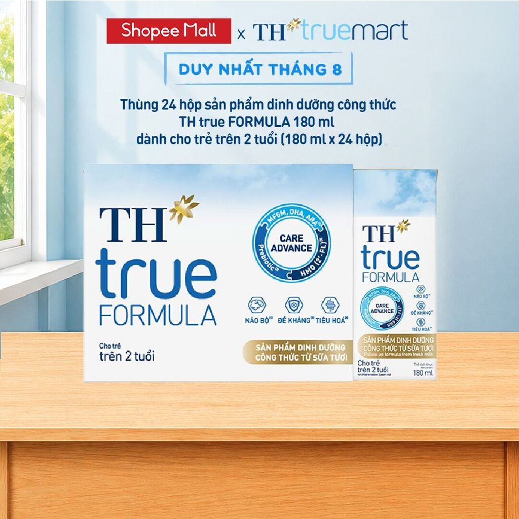[LIVESTREAM KOL] Thùng 24 hộp sản phẩm dinh dưỡng công thức sữa tươi TH True Formula 180ml (180ml x 24)