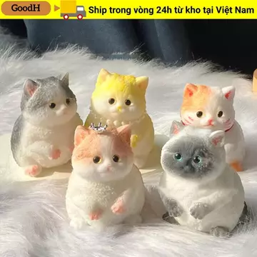 Đồ chơi giảm căng thẳng GOODH, Đồ chơi bóp mềm cho mèo silicon phục hồi chậm, Mô phỏng với bề mặt đổ xô Đồ chơi ghim mèo dễ thương cho người lớn Trẻ em
