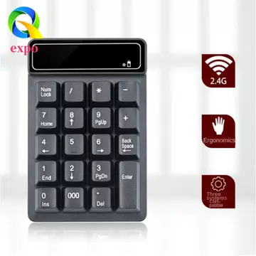 EXPO LIMIT Bàn phím số không dây 2.4G, Bàn phím có dây cảm giác cơ học Bàn phím nhỏ Bluetooth, Numpad Chống nước 19 phím Bàn phím số USB Mini di động Laptop