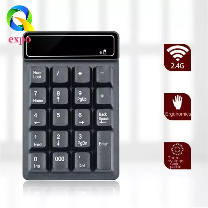 EXPO LIMIT Bàn phím số không dây 2.4G, Bàn phím có dây cảm giác cơ học Bàn phím nhỏ Bluetooth, Numpad Chống nước 19 phím Bàn phím số USB Mini di động Laptop