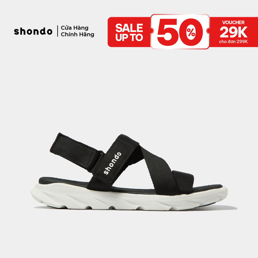 Giày Sandals SHONDO F6 Sport Thời Trang Êm Ái Năng Động Màu Đen Trắng F6S003