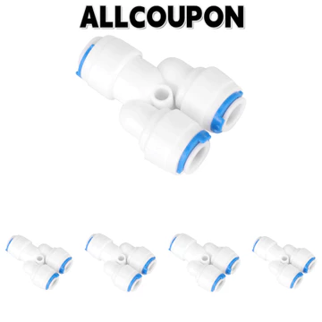 MUNDAUN 5 CÁI Đầu nối ống PE, Đầu nối máy lọc nước POM hình chữ Y Tee, Phụ kiện ống dẫn ren màu trắng bền G1 / 4 Hệ thống lọc nước