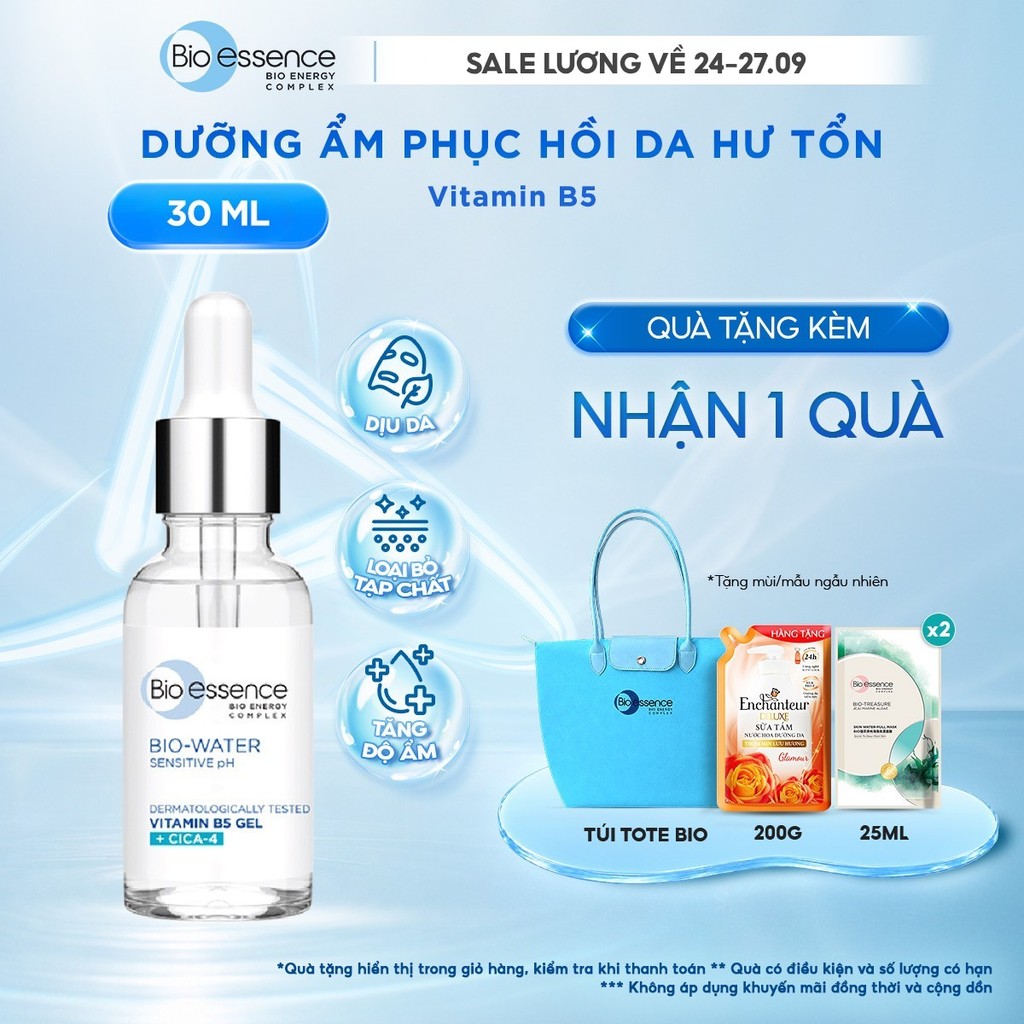 Tinh chất serum dưỡng ẩm, phục hồi chuyên sâu cho da Bio-essence Bio gel Vitamin B5 Cica-4 30ml