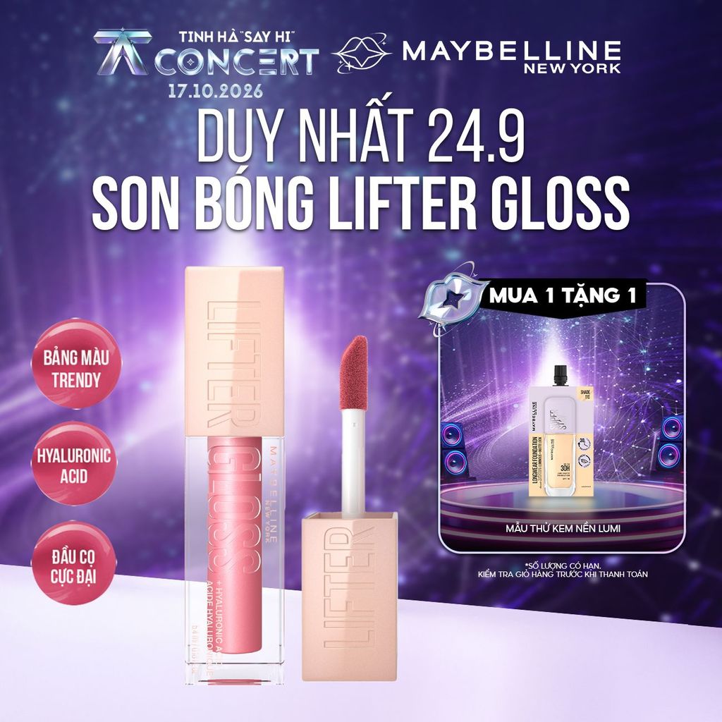 Son Bóng Lifter Gloss cho Đôi Môi Đầy Căng Mọng Kẹo cùng Hyaluronic Acid Maybelline New York 5.4ML