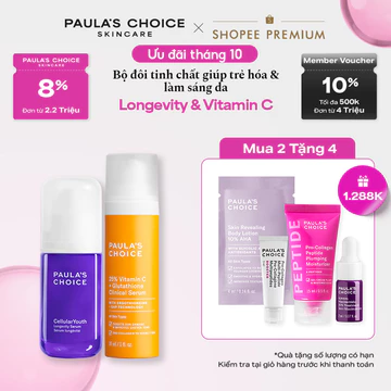 Bộ đôi trẻ hóa & làm sáng da Longevity Serum & 25% Vitamin C + Glutathione Serum Paula's Choice 2250-1490