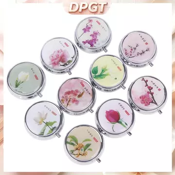 [DPGT] Hoa Hộp đựng thuốc kim loại Hộp đựng thuốc tròn bằng thép không gỉ Hộp đựng thuốc Hộp đựng thuốc Hộp đựng thuốc Bộ chia hộp thuốc