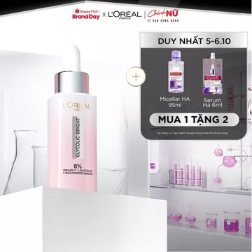 Serum Glycolic Melasyl 8% [Melasyl+Glycolic+Niacinamide] dưỡng sáng da, mờ thâm mụn & nám Loreal Paris 30ml