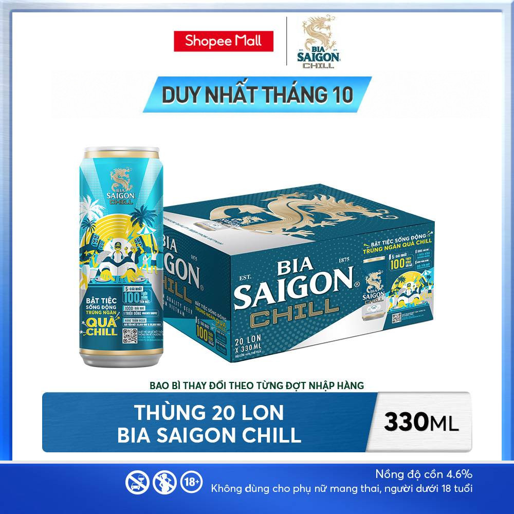 Nồng độ cồn 4.6% - Thùng 20 lon Bia Saigon Chill 330ml