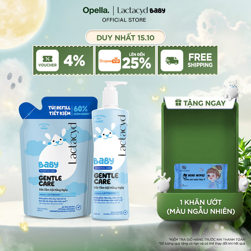Bộ Túi Refill Lactacyd Baby Gentle Care 400ml + Lactacyd Baby Gentle Care 500ml