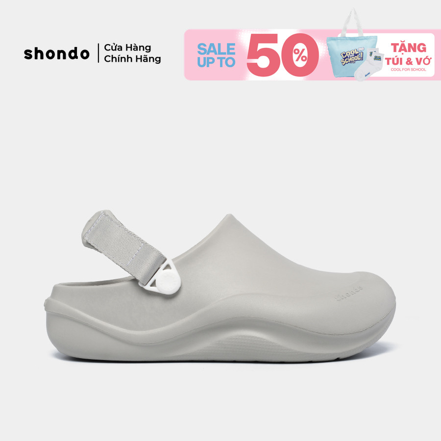 Dép Sục Unisex Shondo Clog Suke Nhựa Đúc Đế Cao 4cm Hack Dáng Màu Xám SUK2222