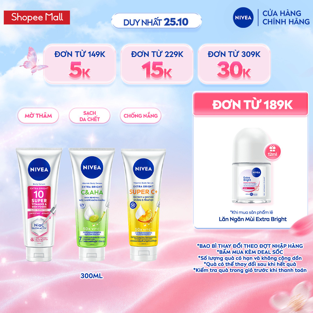 Tinh Chất Dưỡng Thể NIVEA Vitamin Serum - Dưỡng Sáng Da Sau 7 Ngày 300ml - 93824/99197/99195/99190/99192