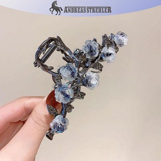 Onetimingfine Thời Trang Cô Gái Ngọt Ngào Thẻ Tóc Phụ Kiện Tóc Nữ Mới Hoa Camellia Lấy Kẹp Retro Đuôi Ngựa Bím Cua Kim Loại Lấy Kẹp VN