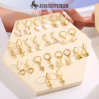 Onetimingfine Trái Tim Mới Trang Sức Nữ Ngọc Trai Khóa Bông Tai Sáng Tạo Cá Tính Bông Tai Bộ Phụ Kiện Thời Trang VN