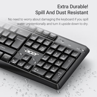 Bộ chuột bàn phím không dây Acer KM41-2K, Kết nối không dây 2.4G, Chống bắn, Siêu mỏng, dành cho máy tính và máy tính xách tay