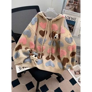Dễ Thương Chủ Hình Chó Jacquard Có Mũ Trùm Đầu Áo Len Hoạt Hình Hàng Hóa 2025 Phong Cách Mới Rời Dày Áo Len Top