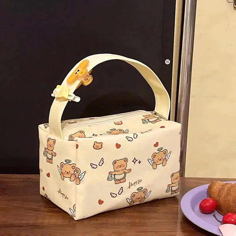 Túi đựng mỹ phẩm cầm tay hello kitty, túi đựng đồ trang điểm makup pouch chần bông vintage dễ thương