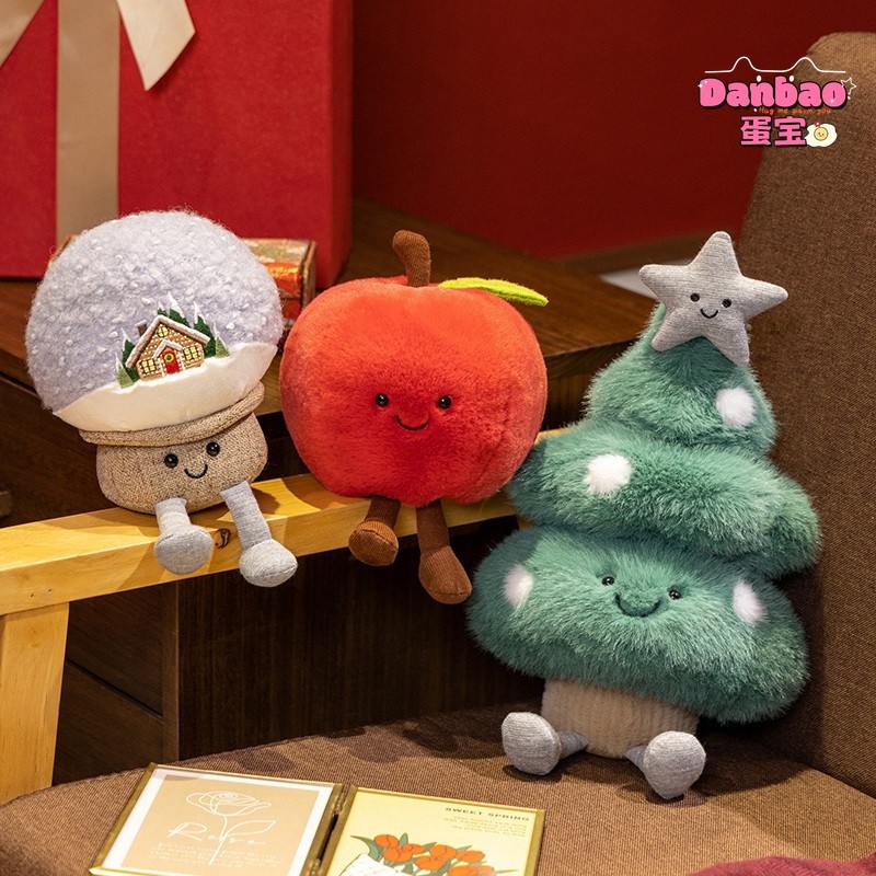 ((DANBAO) Đồ chơi sang trọng Giáng sinh tinh tế Búp bê cây thông Noel dễ thương Quả bóng pha lê trái cây an toàn Đồ trang trí Giáng sinh Chất liệu mềm Quà tặng cho bạn bè Quà tặng Giáng sinh Đồ chơi DANBAO