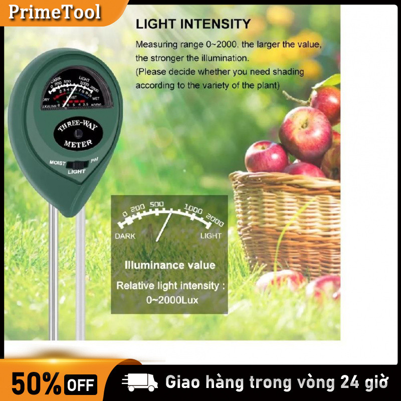 Máy Đo PH Đất 3 Trong 1 – Thiết Bị Đo Ánh Sáng, Độ Ẩm Và Độ Axit Đất Cho Vườn Cây, Nhà Kính