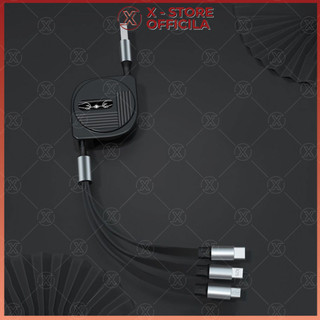 Cáp sạc nhanh 3 trong 1 thu gọn 100W, dây sạc Type C/LN/Micro, dây rút tự động, chống rối - DSN3DRG