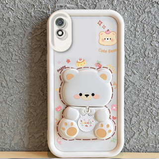 Ốp Lưng Cho Redmi 9a xiaomi Redmi 9 Vỏ Điện Thoại Vỏ Mềm Silicon Chống Sốc Thiết Kế Mới Thẩm Mỹ Xoay Gương Gấu Dễ Thương Có Giá Đỡ JTXXZJ01