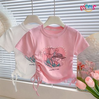 ÁO Thun NgắN Tay MớI Cho Bé GáI VớI ThiếT Kế DâY RúT ThờI Trang Phù HợP áO Thun Bé GáI