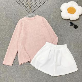 Set Đồ Bigsize Nữ 2 Món Áo Tay Dài Dễ Thương Phối Quần  Đùi Form Rộng Thoải Mái, Tôn Dáng-A312+Q500