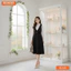 Đầm thiết kế BEMINE cổ sơ mi tay dài phối tơ dáng chữ A phù hợp đi làm-B154