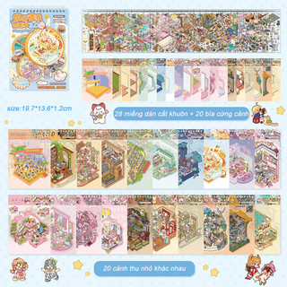 【BabyJoy】Sticker 3D Dòng Động Vật Nhãn Dán PET Sách,Bộ Sưu Tập Các Cảnh Thu Nhỏ,Phong Cảnh 3D Thủ Công Nhãn Dán DIY