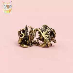 Thu Nhỏ Đồng Cổ Luy Chín Đuôi Cáo Các Bức Tượng Phong Thủy Trang Trí Động Vật Đồng Mini Văn Phòng Để Bàn Thủ Công Trang Trí Nhà ELWW