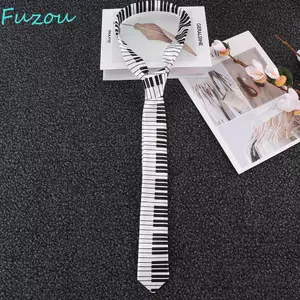 FUJIOU Bàn Phím Piano Cà Vạt Polyester Cổ Điển Cho Nam Váy Lạ Mắt Skinny Tie