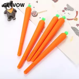 GETVOW 1 / 5 Bút Gel, Bút xóa khô nhanh 0,5mm, Mô phỏng bền bỉ Viết cà rốt Văn phòng phẩm Bút đen
