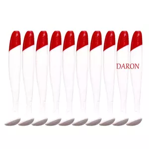 DARON Mồi Câu Cá 10 Chiếc Cá Chép Bass Silicon Đầu Đỏ Trắng Thân Mềm 5.5 / 6.3 / 7 / 9 / 12cm Mồi Mềm