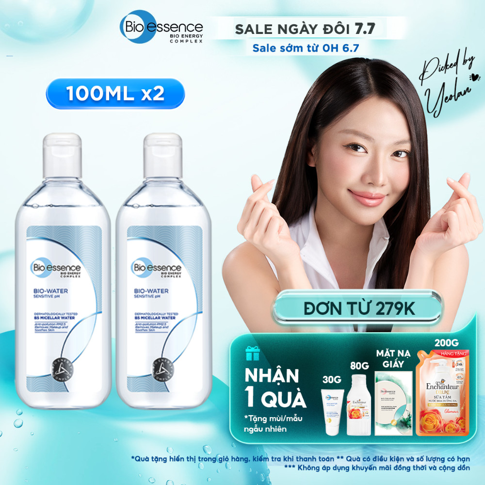 Combo 2 Nước tẩy trang ẩm mượt Bio-Essence Bio-Water 100ml/chai