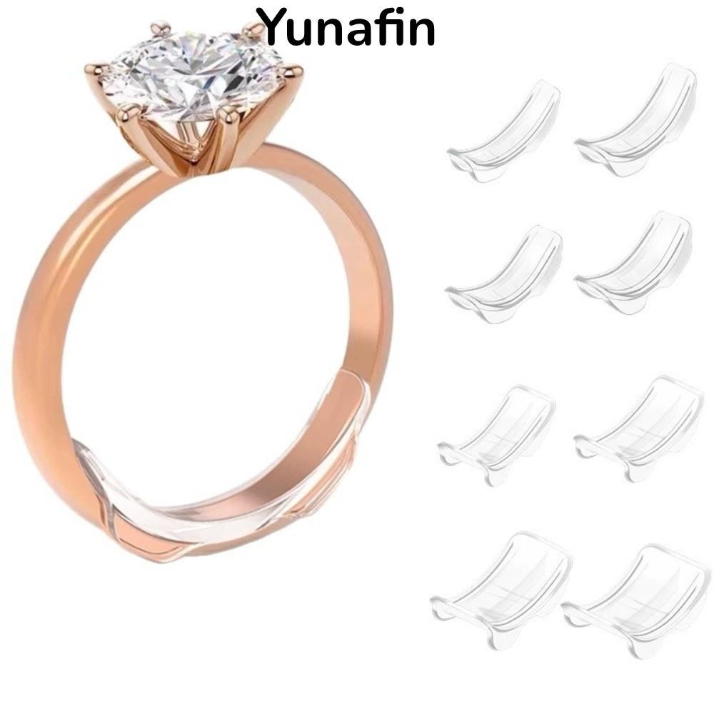 YUNAFIN 8 Cái / bộ Giá đỡ nhẫn vô hình, Bộ điều chỉnh kích thước vòng trong suốt bằng silicon, Nhẫn rời chống mất chất lượng cao Vòng thắt chặt giảm tốc cho nhẫn Dụng cụ trang sức