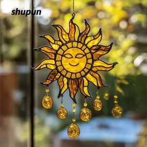SHUPUN Sun Acrylic Suncatchers, Chất liệu acrylic Boho Style Boho Suncatchers, Hoa hướng dương Thiết kế treo cửa sổ treo trang trí Trang trí nhà cửa