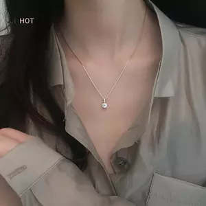 JULYHOT Mặt dây chuyền đá đơn lấp lánh Chuỗi xương đòn - Dễ thương Solitaire Choker Trang sức thời trang Massivedeals