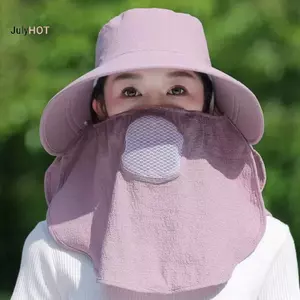 JULYHOT Mùa Hè Qui Sấy UV Bảo Vệ Người Cá Mũ Mặt Ne Bao Câu Cá Ngoài Trời Đi Xe Đạp Có Thể Tháo Rời Tấm Che Mũ Nữ Buet Mũ Massivedeals