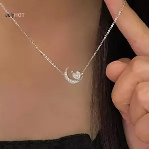 JULYHOT Tinh Tế Màu Bạc Ngôi Sao Mặt Trăng Nelace Dành Cho Nữ Trái Tim Zircon Xương Đòn Dây Chuyền Người Phụ Nữ Trang Sức Quà Tặng Sinh Nhật Phụ Kiện Massivedeals