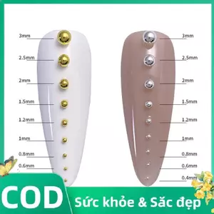 Trong Kho 0.4Mm-3Mm Vàng Bạc Trắng Micro Caviar Hạt 3D Móng Tay Nghệ Thuật Rhinestone Trang Trí Cá Tuyết