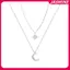 JASMINE Thời Trang Đơn Giản Hai Lớp Ngôi Sao Mặt Trăng Mặt Dây Chuyền Nelace Ánh Sáng Sang Trọng Kẻ Sọc Kim Cương Xương Đòn Dây Xích Dành Cho Nữ Trang Sức Thời Trang JASMINE