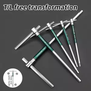 GE T / L 2 / 2.5 / 3 / 4 / 5 / 6 / 8 / 10mm Tuốc nơ vít Torx Loại T Allen Cờ lê lục giác Chrome Dụng cụ cầm tay hình chữ T mở rộng Cờ lê chữ T VN