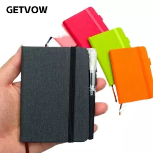 GETVOW Pocket Notebook, Vải Lanh Grain 100 Tờ Mini Notepad, Di Động Vuông Trống Trang Giấy Dày A7 Kích Thước Bỏ Túi Ghi Nhớ Viết Vật Dụng